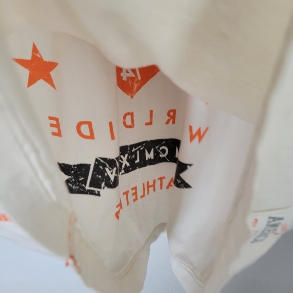 American Fighter Men's Medium White Short Sleeve Graphic Tee T-shirt Orange Blue - Picture 4 of 6